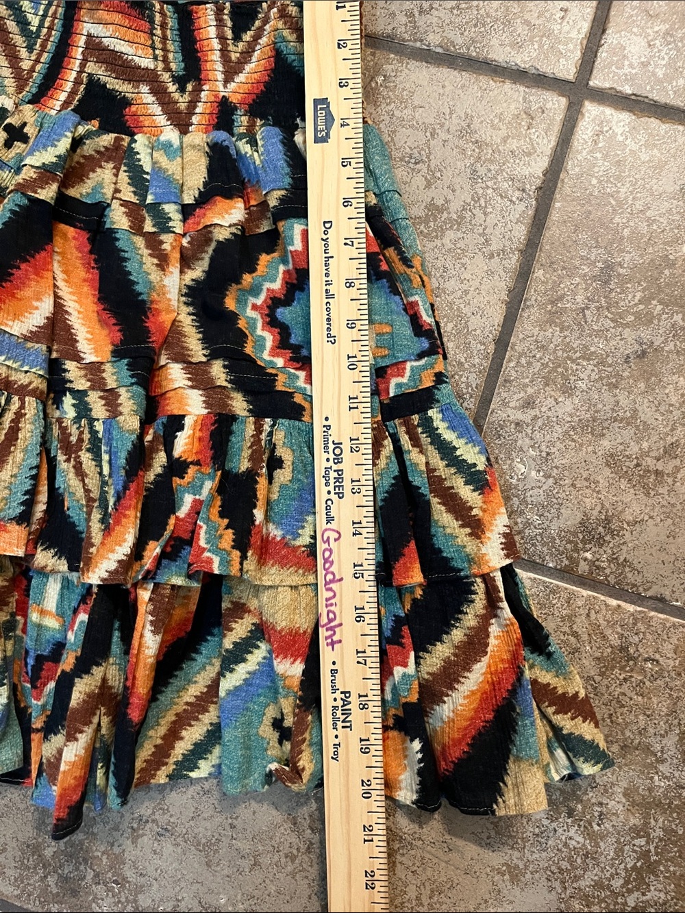 Lauren Ralph Lauren Multi-Color Tiered Skater Skirt in Teal, Black & Orange - Picture 6 of 7